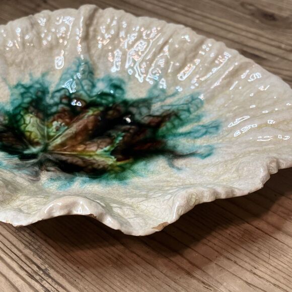 Rare Antique 1770-1820 English Whieldon Creamware Begonia Leaf Bowl Dish